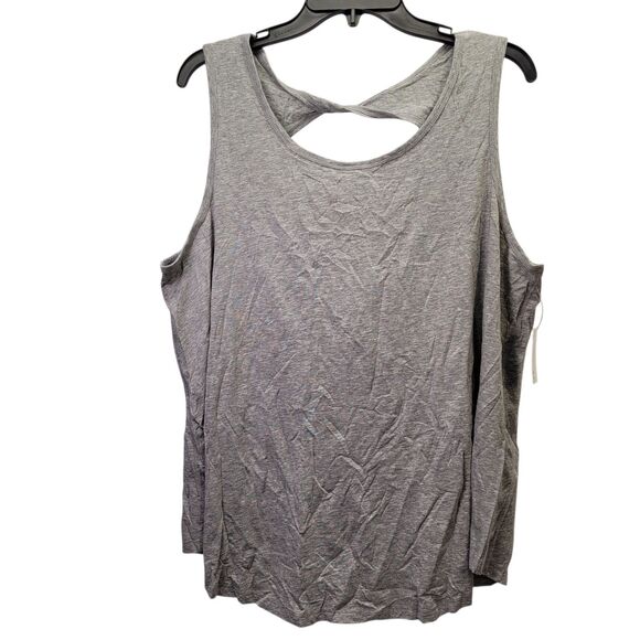 Core 10  Women Soft Cotton Open Back Tank Top Twisthole Back Gray Size 2X - Picture 1 of 10
